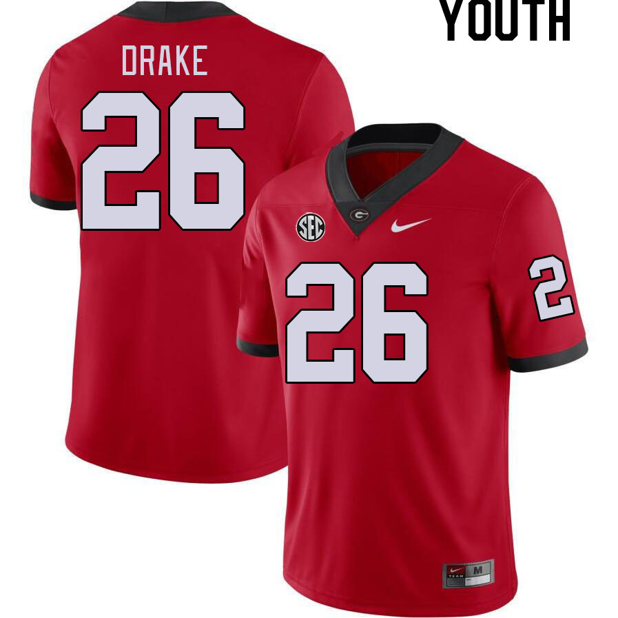 Youth #26 Collin Drake Georgia Bulldogs College Football Jerseys Stitched-Red